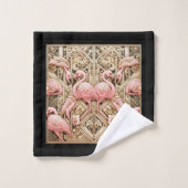 Art Deco Pink Flamingo  Badhandtuch Set (Waschlappen)