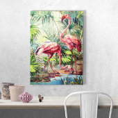 Art Deco Pink Flamingos Leinwanddruck