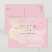 Art Deco Pink & Gelbe Hochzeit Sichern Sie das Dat Postkarte (Vorne/Hinten)