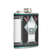 Art Deco Pink Pussy Willow on Black (Personalisier Flachmann (Rechts)