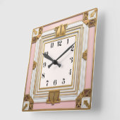 Art Deco Pink Quadratische Wanduhr (Winkel)