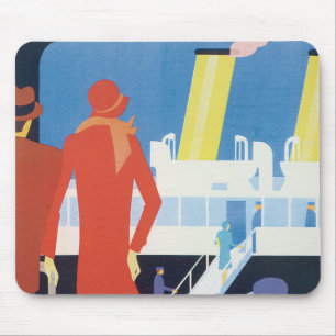 Art Deco Plakat der belgischen Fähre Mousepad