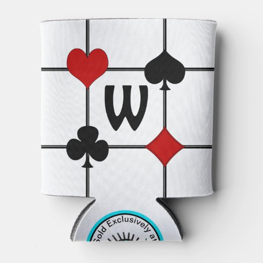 Art Deco Playing Card Anzugs v2 Mit Monogramm Dosenkühler (Vorderseite)