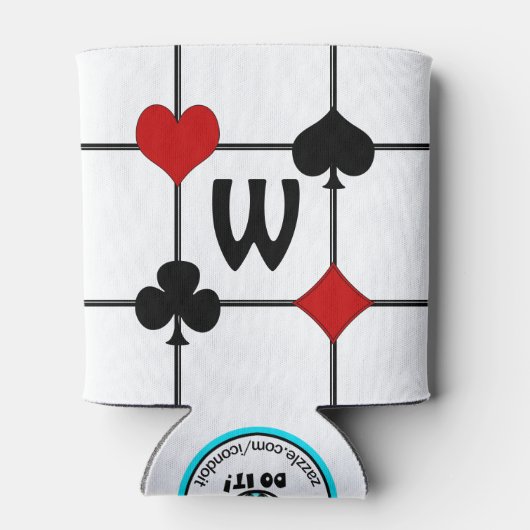 Art Deco Playing Card Anzugs v2 Mit Monogramm Dosenkühler (Rückseite)