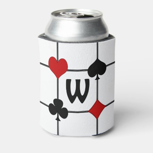 Art Deco Playing Card Anzugs v2 Mit Monogramm Dosenkühler (Kanne Rückseite)