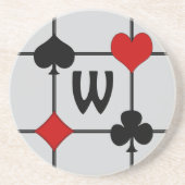 Art Deco Playing Card Anzugs v2 Mit Monogramm Getränkeuntersetzer (Vorne)