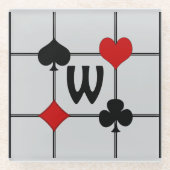 Art Deco Playing Card Anzugs v2 Mit Monogramm Glasuntersetzer (Vorderseite)