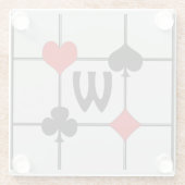 Art Deco Playing Card Anzugs v2 Mit Monogramm Glasuntersetzer (Rückseite)