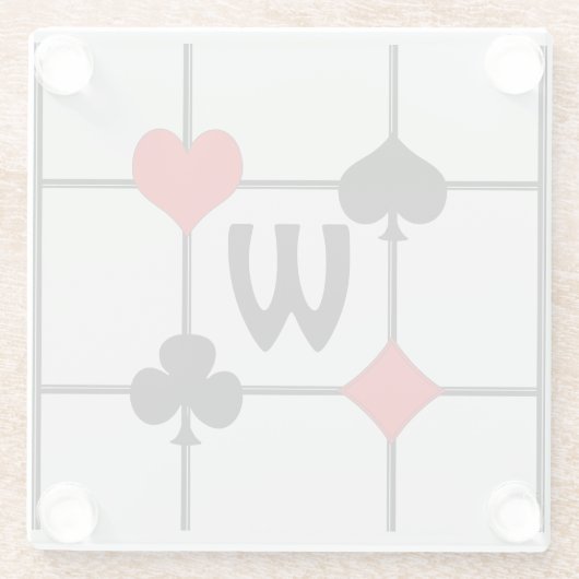 Art Deco Playing Card Anzugs v2 Mit Monogramm Glasuntersetzer (Rückseite)