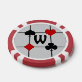 Art Deco Playing Card Anzugs v2 Mit Monogramm Pokerchips (Einzeln)