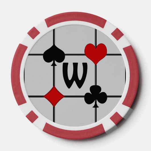 Art Deco Playing Card Anzugs v2 Mit Monogramm Pokerchips (Rückseite)