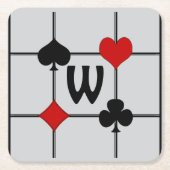 Art Deco Playing Card Anzugs v2 Mit Monogramm Rechteckiger Pappuntersetzer (Vorderseite)