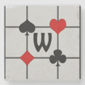 Art Deco Playing Card Anzugs v2 Mit Monogramm Steinuntersetzer (Vorderseite)