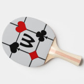 Art Deco Playing Card Anzugs v2 Mit Monogramm Tischtennis Schläger (Seitenansicht)