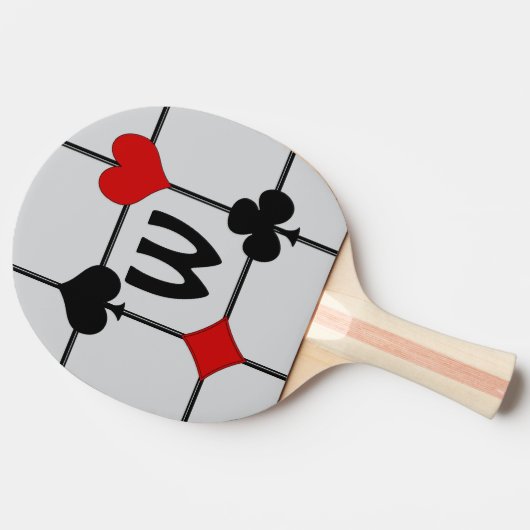 Art Deco Playing Card Anzugs v2 Mit Monogramm Tischtennis Schläger (Seitenansicht)