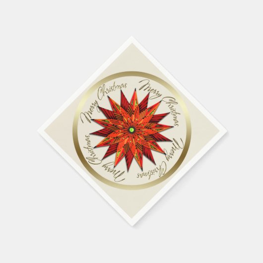 Art Deco Poinsettia Weihnachtsbuch Napkins Serviette (Ecke)