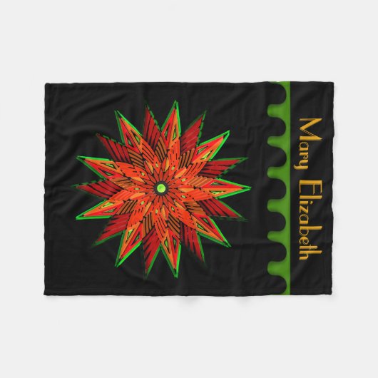 Art Deco Poinsettia WOW (Personalisiert) Fleecedecke (Vorderseite (Horizontal))