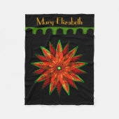 Art Deco Poinsettia WOW (Personalisiert) Fleecedecke (Vorderseite)
