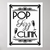 Art Deco POP FIZZ CLINK Farbänderung B/G Poster (Vorne)