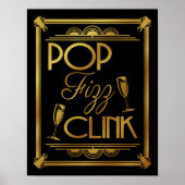 Art Deco POP FIZZ CLINK GOLD Farbänderung B/G Poster (Vorne)