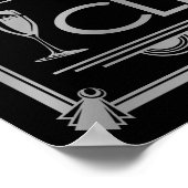Art Deco POP FIZZ CLINK SILVER Farbänderung B/G Poster (Ecke)