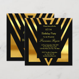 ART DECO Popular 60. Geburtstagsparty Gold Black Einladung