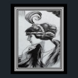 Art-Deco-Portrait eines Flapper ca.1920 - 16x20 Poster<br><div class="desc">Einzigartiges Holzkunstdesign Print "Portrait of a Flapper" ca. 1920</div>