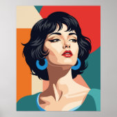 "Art-Deco-Portrait mit geometrischem Hintergrund Poster (Vorne)