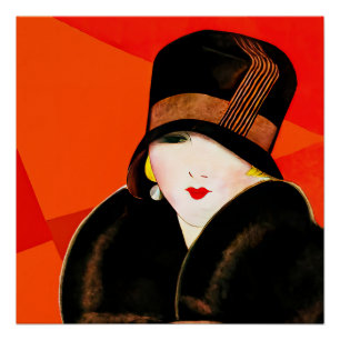 Art Deco-Porträt einer Frau Poster