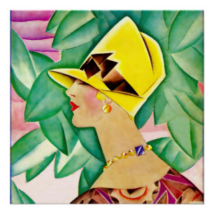 Art Deco-Porträt einer Frau Poster