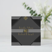 Art Deco Posh Wedding Einladung (Stehend Vorderseite)