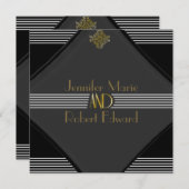 Art Deco Posh Wedding Einladung (Vorne/Hinten)
