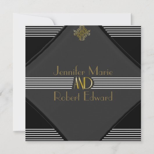 Art Deco Posh Wedding Einladung (Vorderseite)