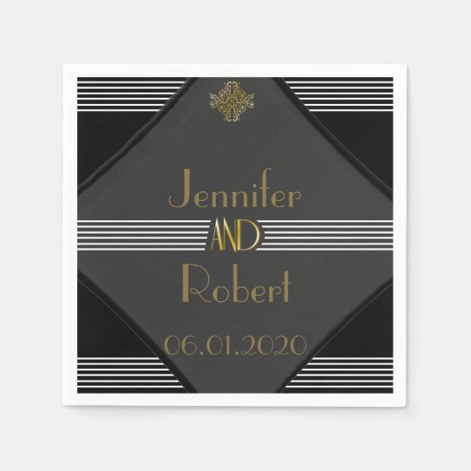 Art Deco Posh Wedding Napkin Serviette (Vorderseite)