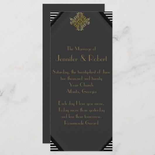 Art Deco Posh Wedding Programm (Vorne/Hinten)