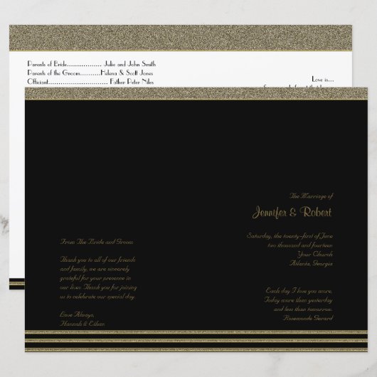 Art Deco Posh Wedding Programm (Vorne/Hinten)