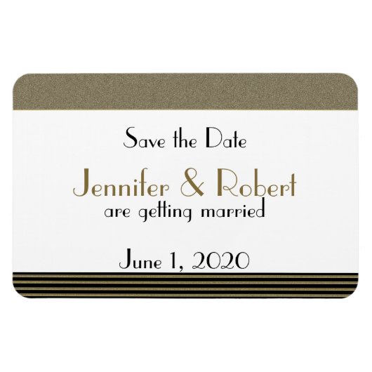 Art Deco Posh Wedding Speichern Sie das Datum Magnet (Horizontal)