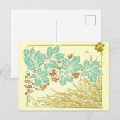 Art Deco Postcard mit Blätter, Berries und Gras Postkarte (Vorne/Hinten)