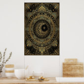 Art Deco Poster des Himmlischen Tempels | Goldene (Küche)