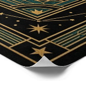 Art Deco Poster mit himmlischem Sonnengesicht | Go (Ecke)