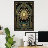 Art Deco Poster mit himmlischem Sonnengesicht | Go (Heimbüro)