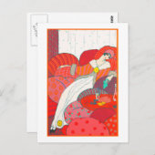 Art Deco Postkarte 4 Frauen im Bett (Vorne/Hinten)