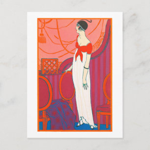 Art Deco Postkarte 7 in roter Farbe
