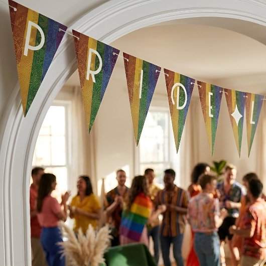 Art Deco Pride-Flagge | Pride Lives Here-Wimpel Wimpelkette