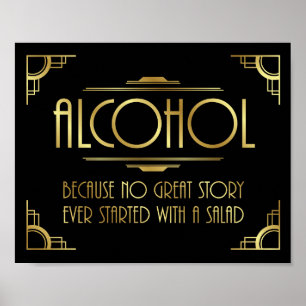 Art Deco Print GATSBY ALCOHOL Angebotsunterschrift Poster