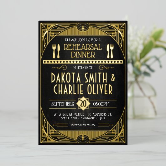 Art Deco Probe Dinner FoxTown Factory Stores Folieneinladung (Stehend vorne)