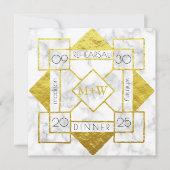 Art Deco Probe Dinner Hochzeit Marmorroute Mendris Einladung (Vorderseite)