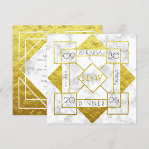 Art Deco Probe Dinner Hochzeit Marmorroute Mendris Einladung