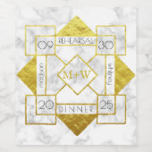 Art Deco Probe Dinner Hochzeit Marmorroute Mendris Weinetikett (Einzelnes Label)