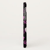 ART DECO PURPLE BLUMEN, WEISSE PARROTEN AUF SCHWAR Case-Mate iPhone HÜLLE (Hinten/Links)